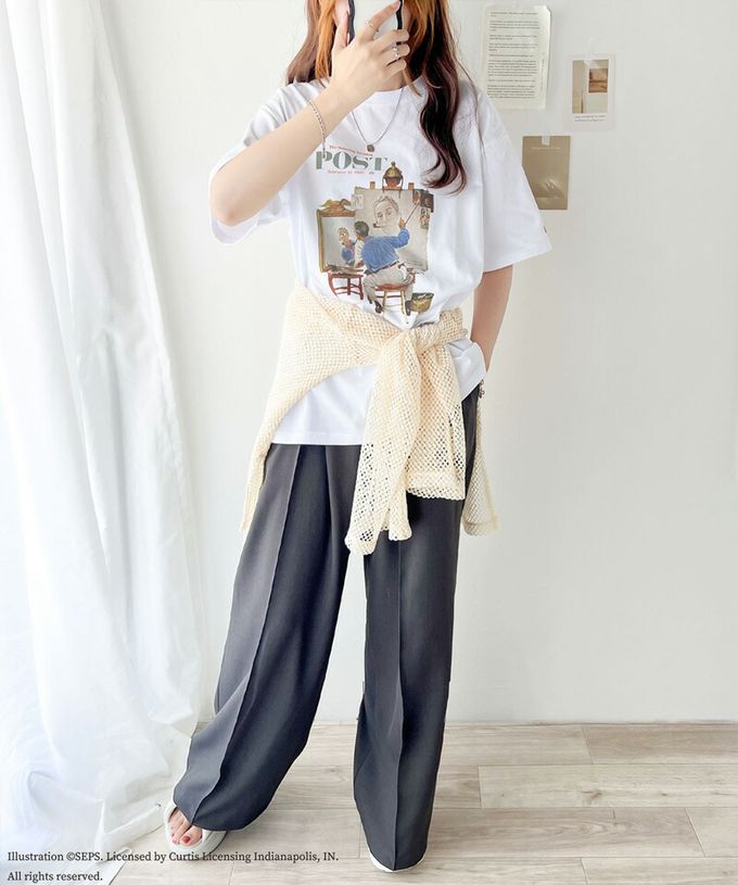 日本 Classical Elf - 設計師聯名 復古印花寬版T恤-三重自畫像-白