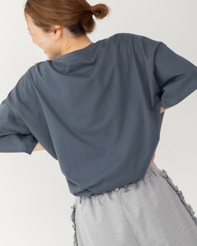 日本 gleam - 逗趣老虎相良刺繡寬大風短袖T恤-橘老虎-燕麥灰