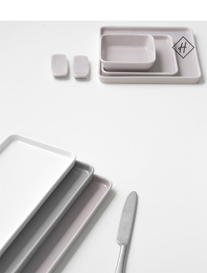 韓國 SSUEIM - LEED系列莫蘭迪陶瓷長方形淺盤L (白色)