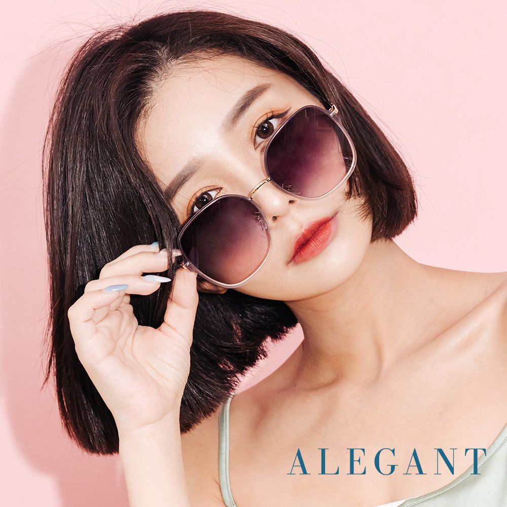 ALEGANT - 輕時尚漸層仲夏漸層藍粉果凍透視金屬鏡框設計墨鏡│UV400太陽眼鏡