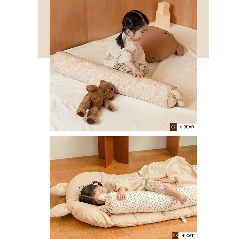 正韓Hello HiZoo - 純手工製純棉柔感兒童長條抱枕/靠枕/睡眠輔助枕/側睡抱枕-Hi Cat 貓耳