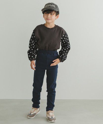 日本 PAIRMANON - 百搭彈性貼身長褲-直條紋-海軍藍