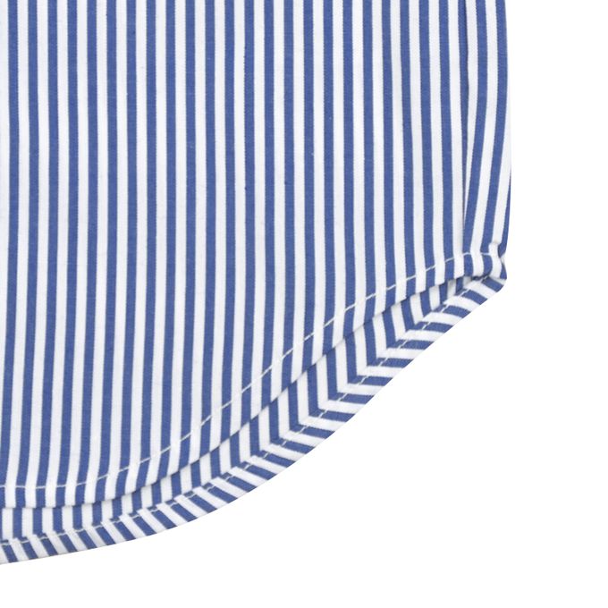 akachan honpo - 長袖襯衫 直條紋-附針織領帶-深藍色