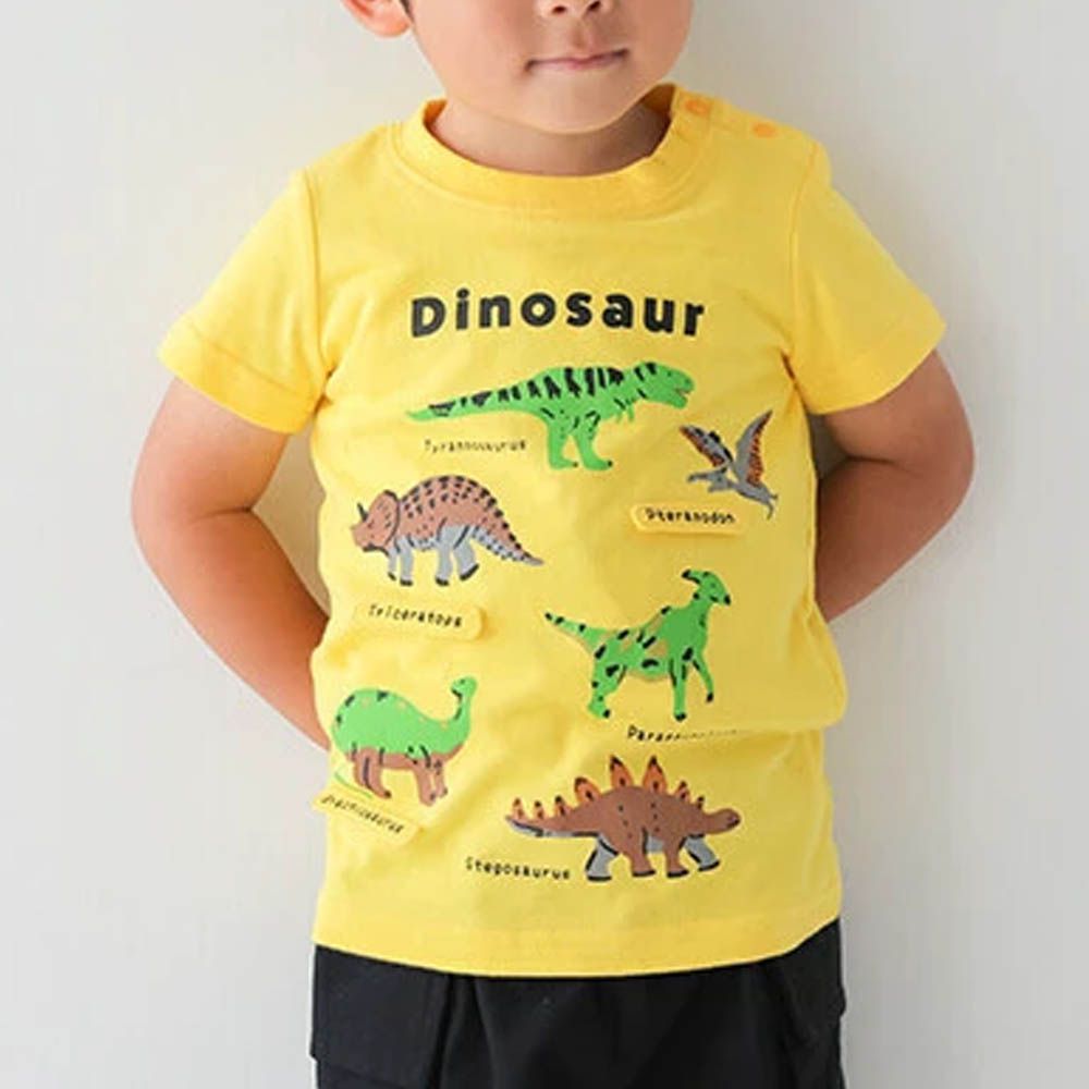 童趣翻翻短袖上衣-恐龍圖鑑-黃