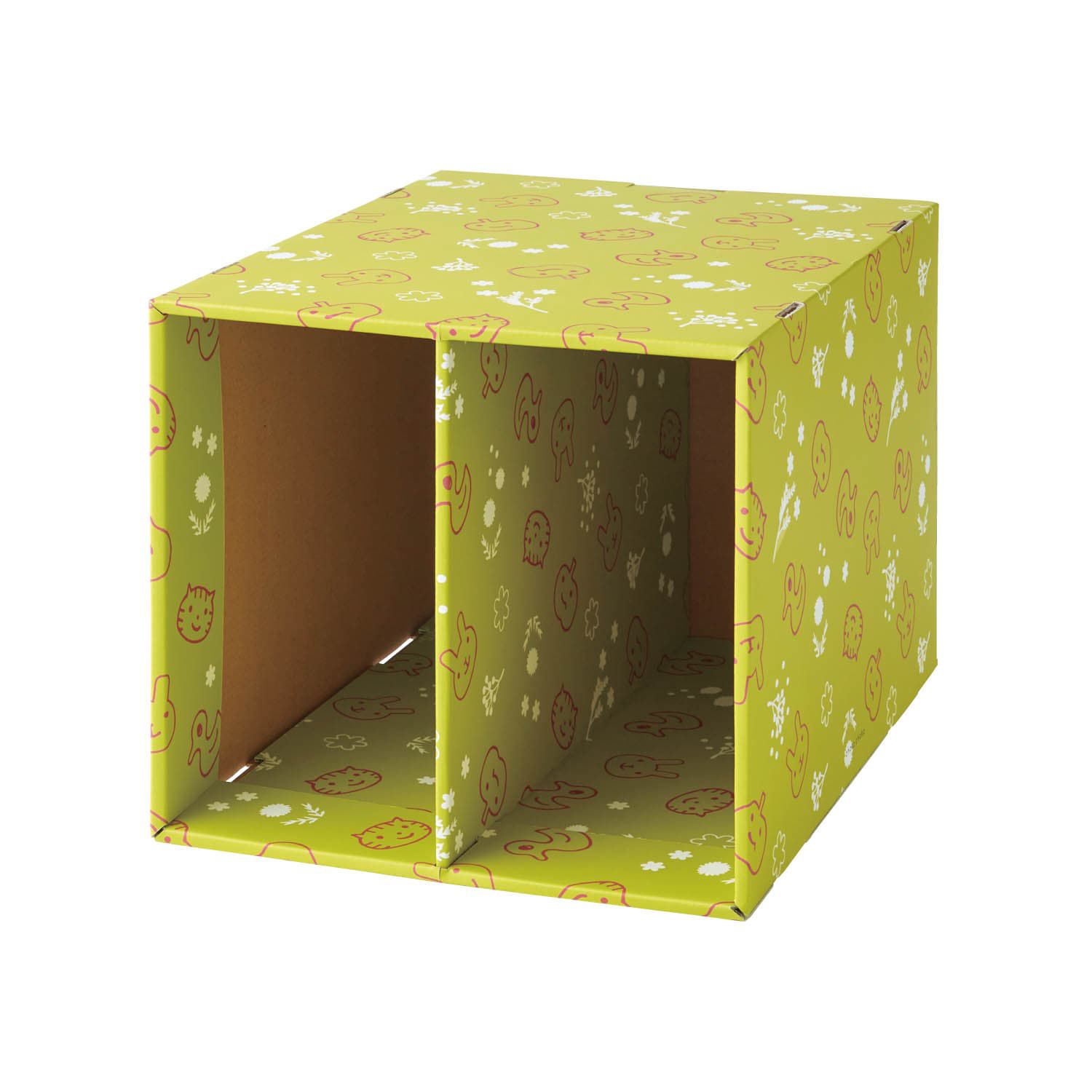 日本千趣會 - 童趣印花可組裝小物收納盒-可愛動物-二格直式 (寬25.5x深34x高24cm)