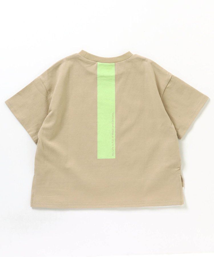 日本 BREEZE - 寬鬆版型背後設計短袖上衣-淺卡其