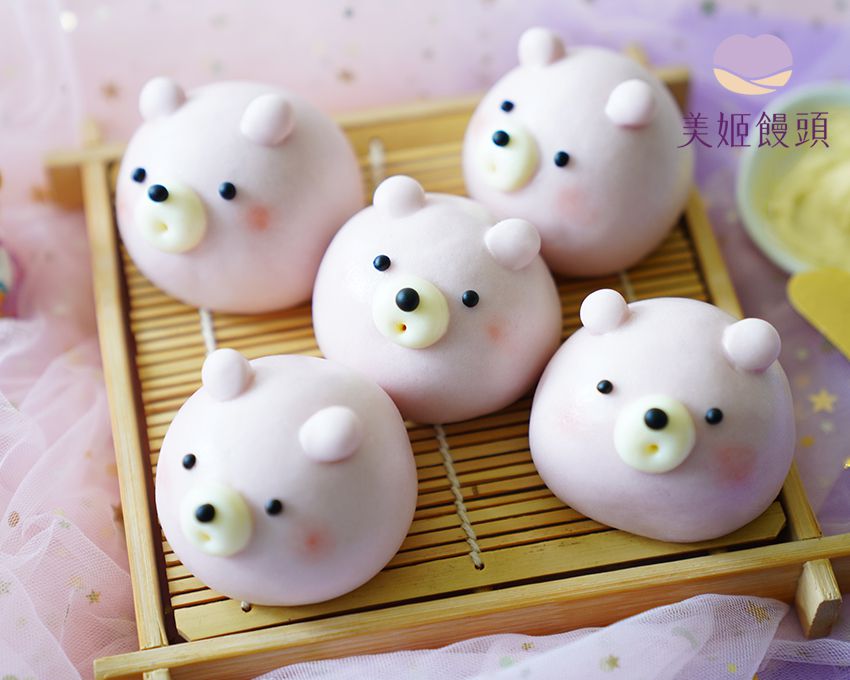 美姬饅頭 - 法式奶酥熊熊鮮乳造型包子 (一盒六入)-50g