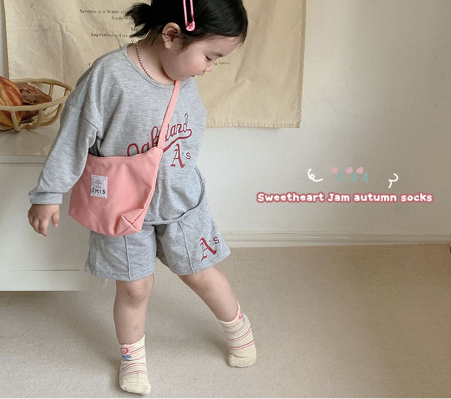 love, charlotte - 甜心草莓泡泡邊短筒棉襪-5 雙一組