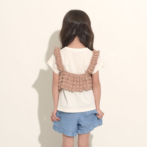 日本 Lycee mine - 泡泡短背心+短袖上衣(時尚二件組)-嫩粉紅