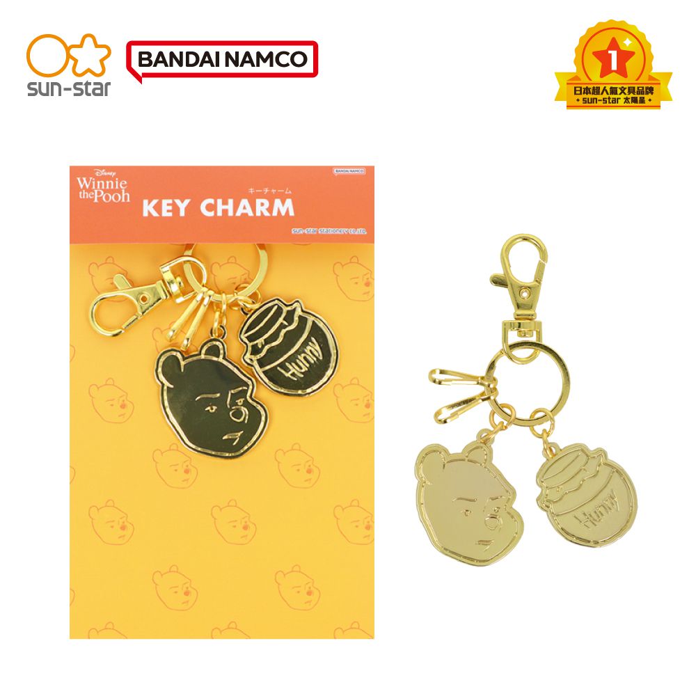 小熊維尼金色造型鑰匙圈吊飾-搞笑臉