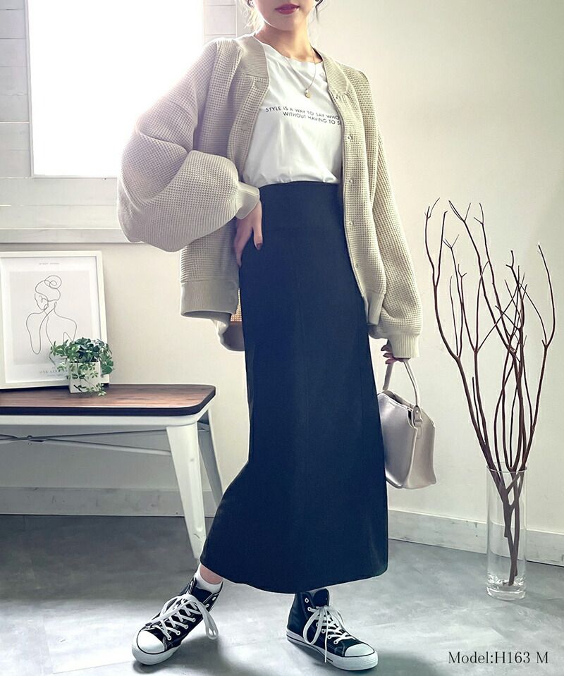 日本 Classical Elf - 麂皮質感後鬆緊修身長裙-咖啡