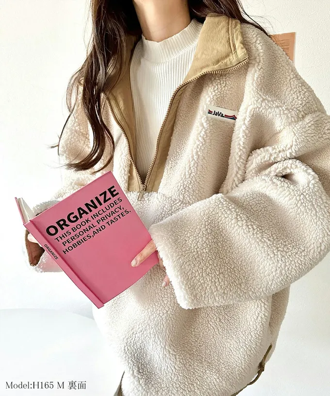 日本 Classical Elf - 山系雙面穿毛絨寬版長袖上衣-黑