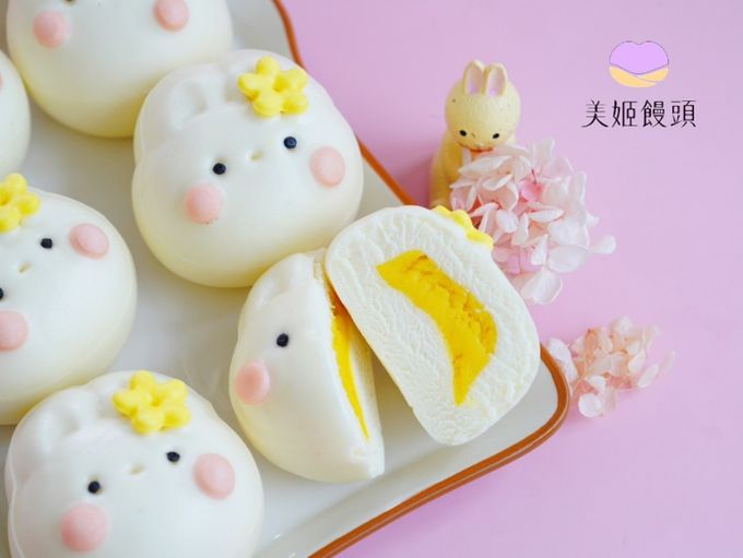 美姬饅頭 - 兔兔月餅鮮乳造型奶黃包-6入