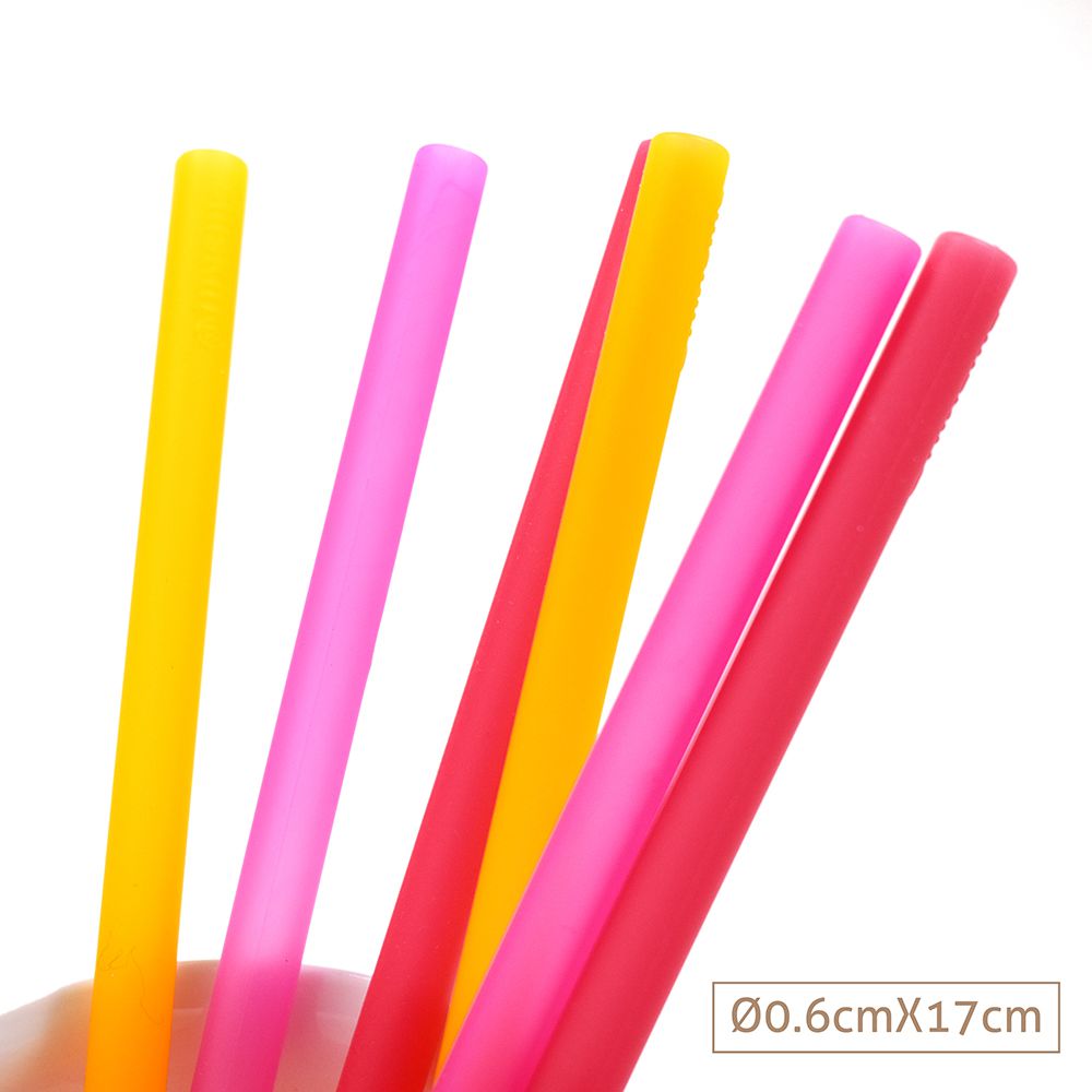 美國GoSili - 20公分矽膠吸管6入-Red-玫瑰色系-6支/組