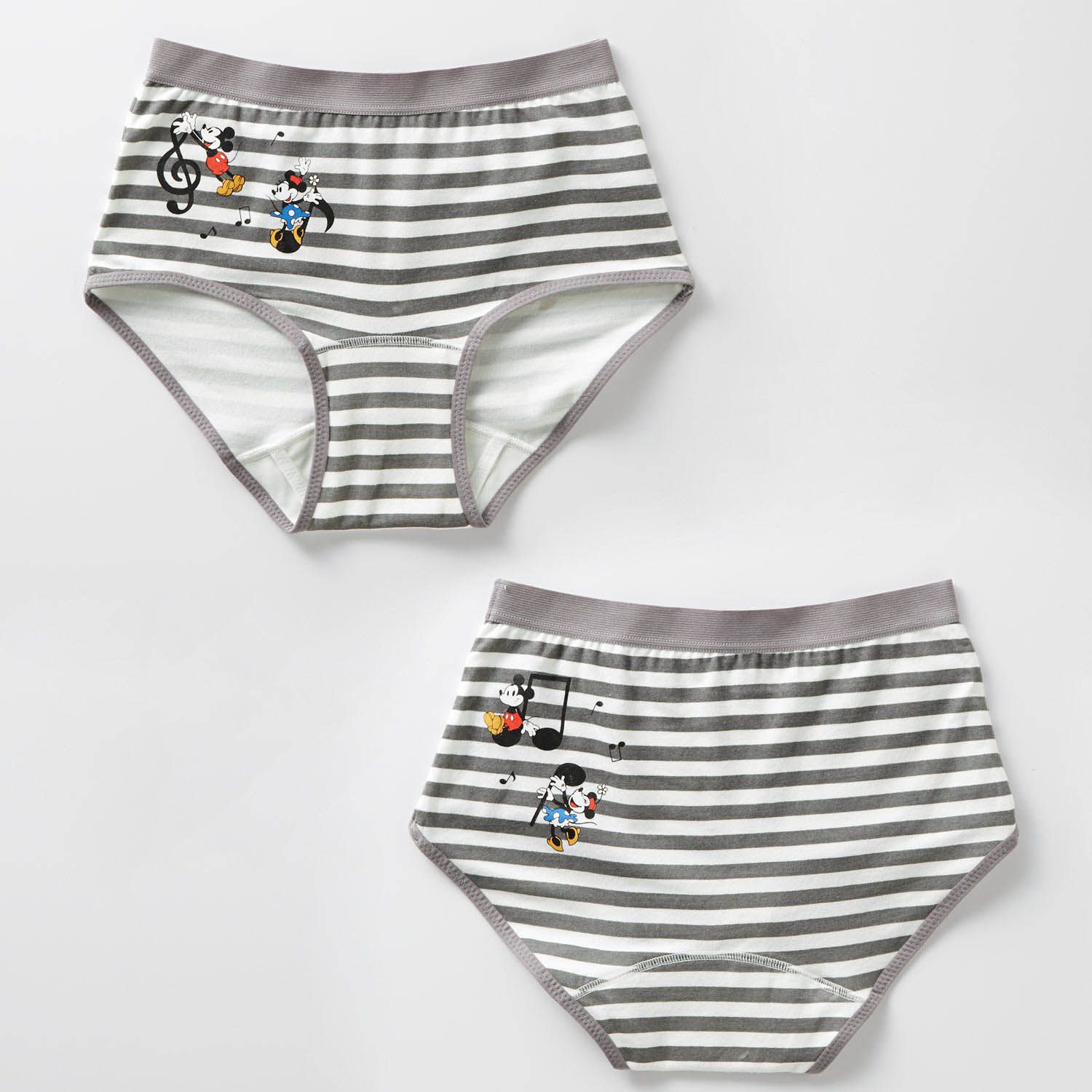 日本千趣會 - 迪士尼印花特殊雙層隱形蝶翼生理褲(媽媽)-米奇米妮-橫條灰