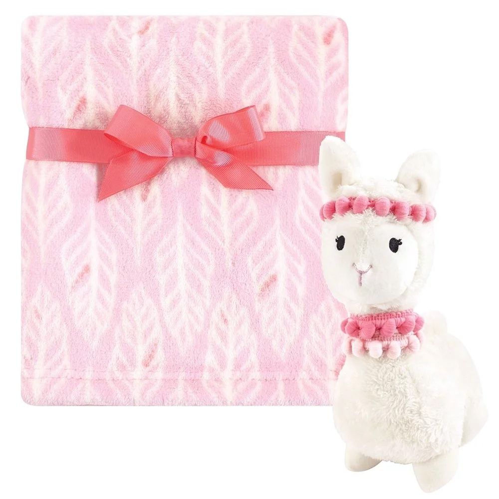 HUDSON BABY - 彌月禮盒-毛毯+安撫玩偶-粉嫩羊駝