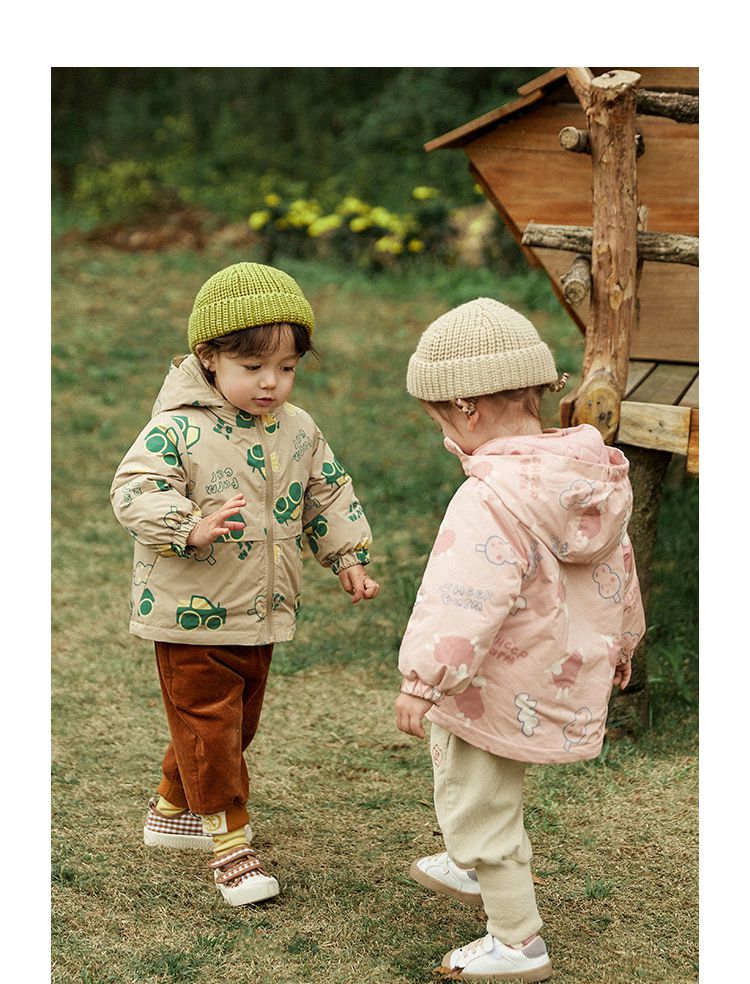 加厚拼色三合一衝鋒外套-冰淇淋雲朵-粉色