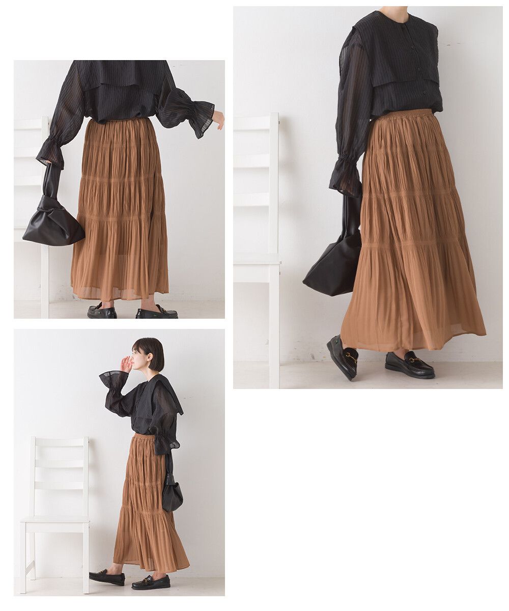 日本 OMNES - 戚風蛋糕飄逸長裙-薰衣草