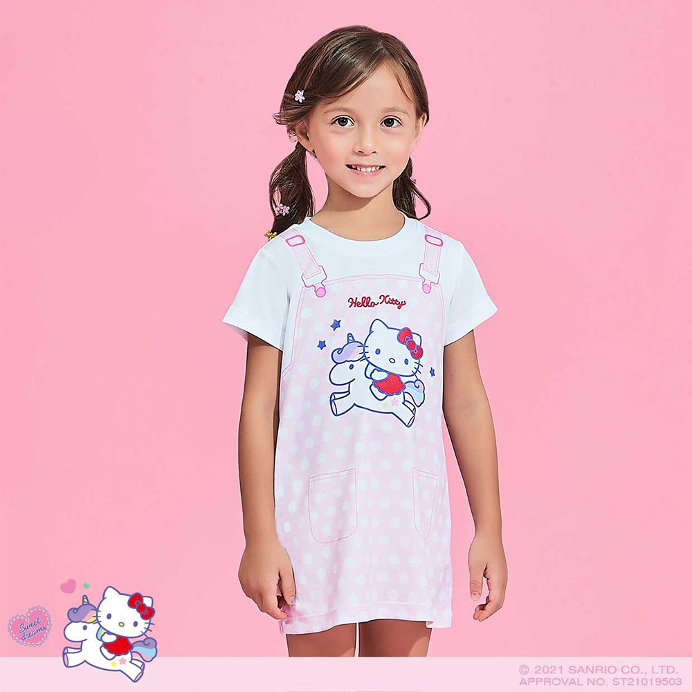 WIWI - 短版-手繪哈妮鹿防曬排汗涼感衣-童-戀愛粉