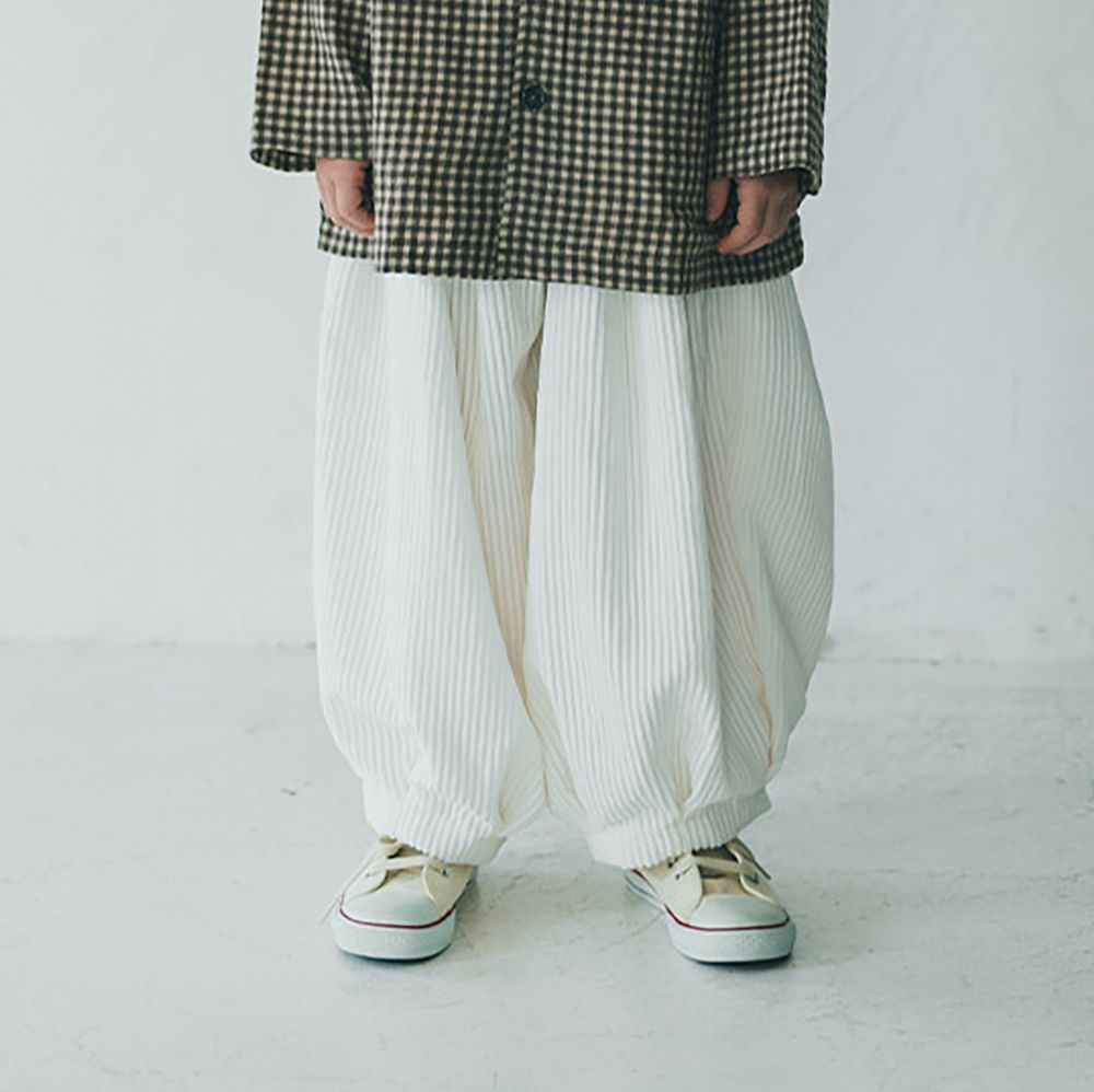 日本 riziere - 舒適燈芯絨燈籠長褲-純淨白