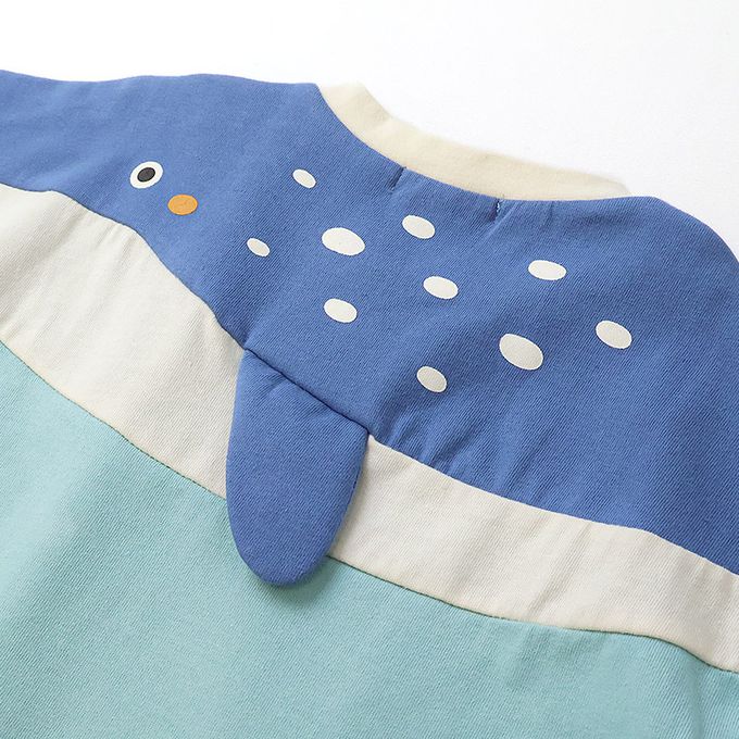 日本 ZOOLAND - 海洋印花短袖上衣-背後鯨魚-紫