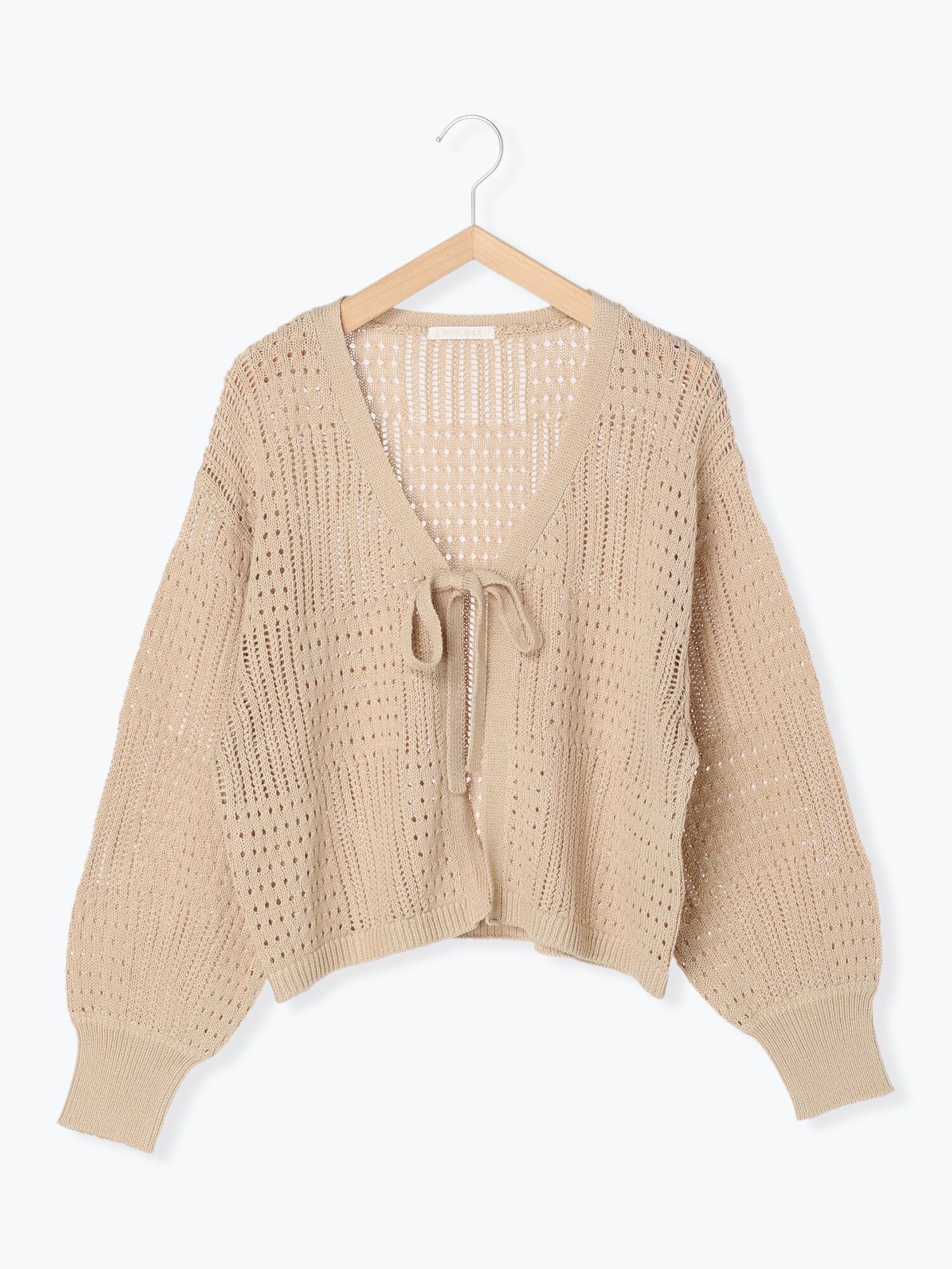 日本 ehka sopo - 特色鉤針綁帶罩衫-氣質杏