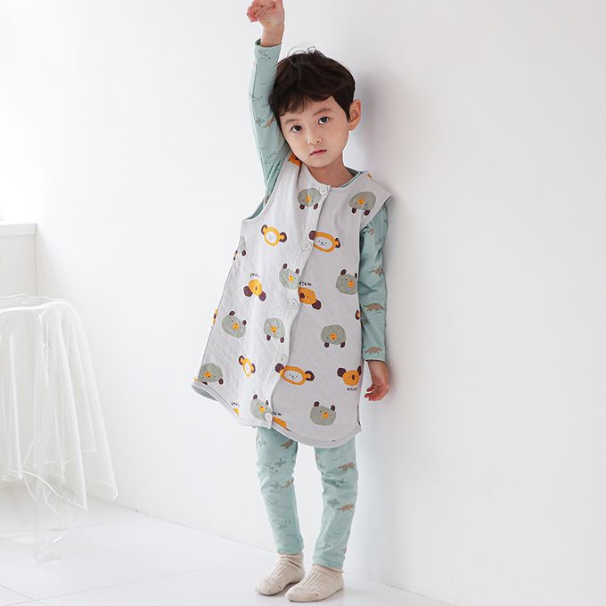 正韓 Cogibu - 極舒適無螢光劑 100% 有機棉幼兒/兒童鋪棉保暖防踢背心-樂園