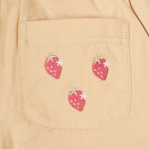 7分褲-口袋刺繡-淺卡其色