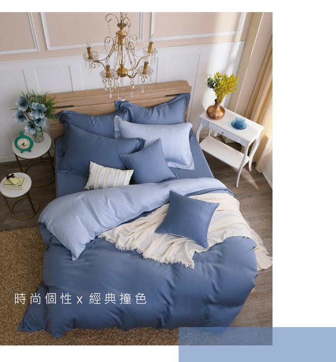 鴻宇 HongYew - 枕套2入/ 天絲300織 / 素色 天絲 萊賽爾-波納藍