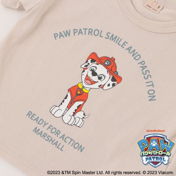 日本 petit main - 汪汪隊聯名 印花短袖上衣-毛毛-卡其