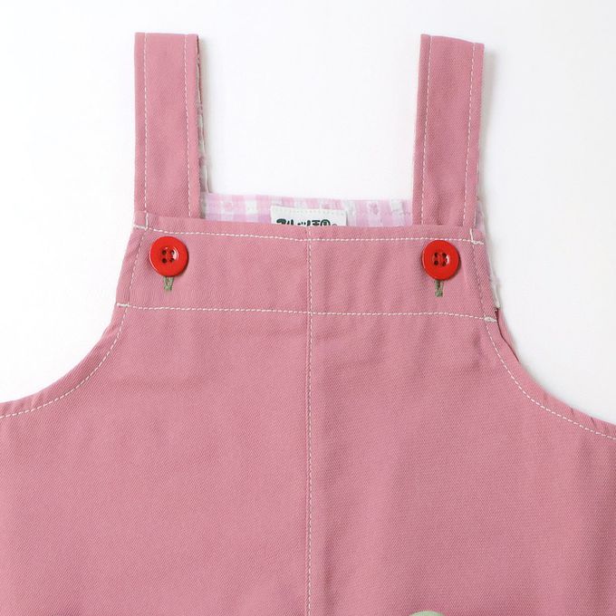 日本 ZOOLAND - 甜蜜草莓口袋俏麗吊帶裙-卡其杏