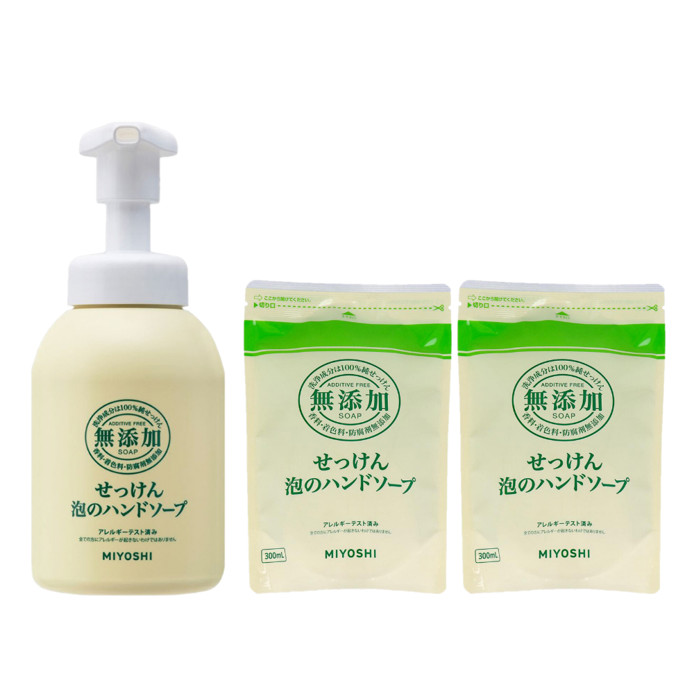 日本 MIYOSHI 無添加 - [1瓶2補]無添加泡沫洗手乳-350mlx1+300mlx2
