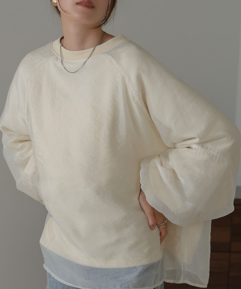 日本 Bab - [推薦]薄紗層次精緻女孩長袖上衣-淺卡其