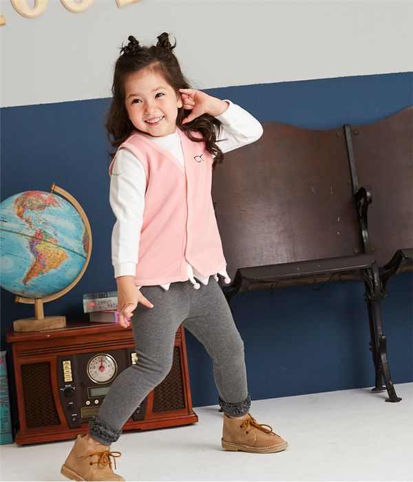 麗嬰房 Little moni - 眼鏡刺繡內抓絨背心-粉紅