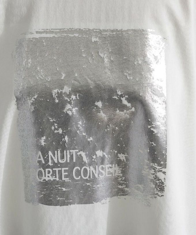 日本 le colis - 接觸冷感 金銀箔方塊印花T恤-黑