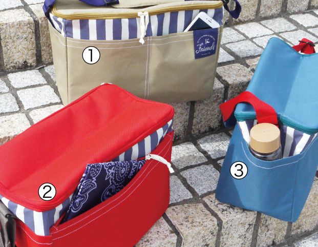 日本現代百貨 - 立體方形 保溫保冷袋/購物袋-19-條紋杏 (37x19x26cm)