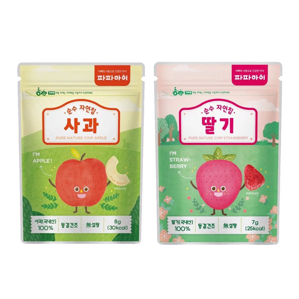 韓國Freshbell富樂思貝 - 水果脆片2入組-(草莓*1+蘋果*1)