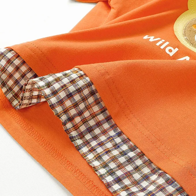 日本 ZOOLAND - 假面小熊層次感天竺棉短袖上衣-無尾熊-藍