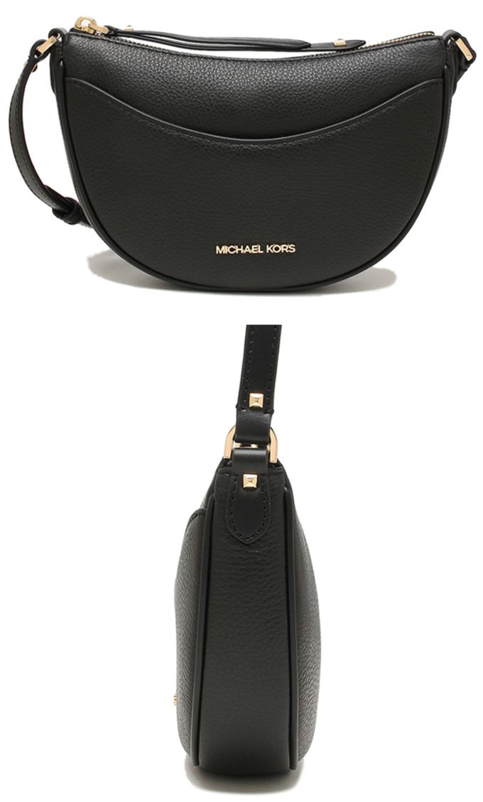 MICHAEL KORS - 素面皮革斜背包 (黑)