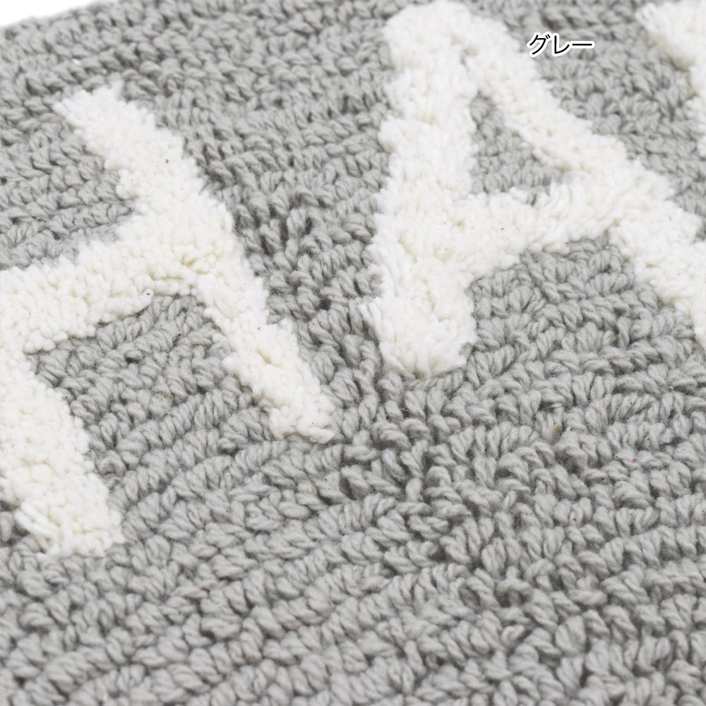 日本 TOMO - 短絨吸水印花腳踏墊/地墊-半月型微笑-粉灰 (約35×70cm)