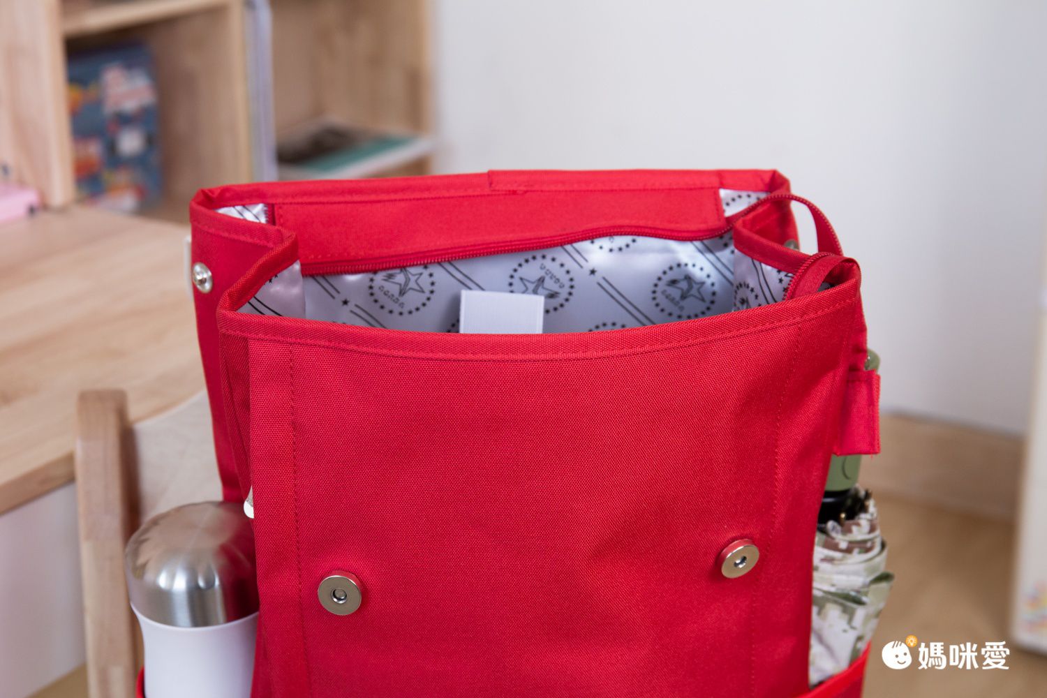 復古風翻蓋書包-粉紅色 (38.5x28x15cm)