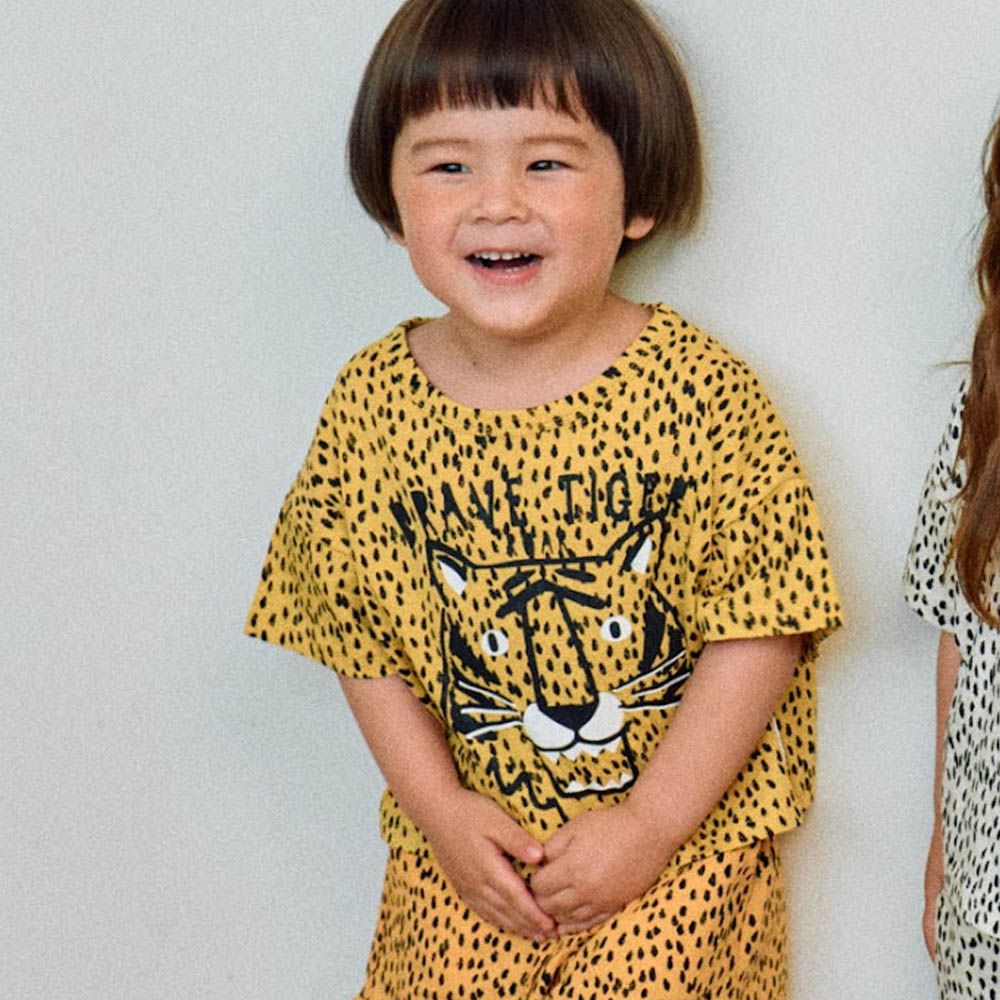 狂野豹紋短袖上衣-花豹-黃