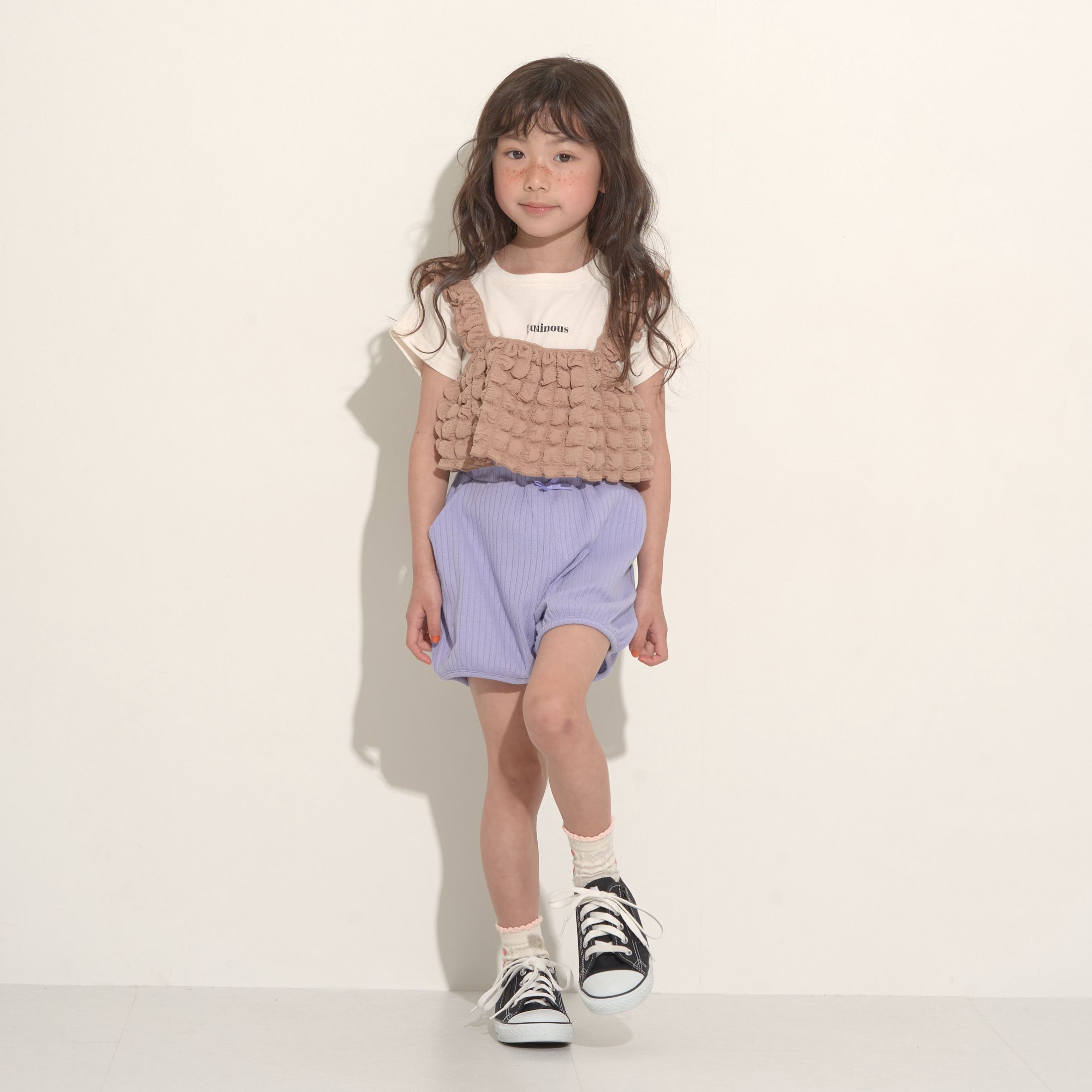 日本 Lycee mine - 泡泡短背心+短袖上衣(時尚二件組)-嫩粉紅