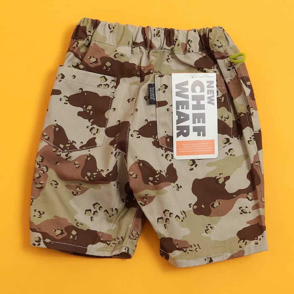 經典必收印花廚師短褲-迷彩-綠咖系