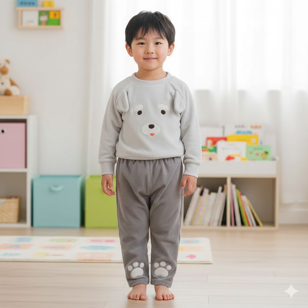 幫助睡眠長袖家居服-軟綿彈性-灰色