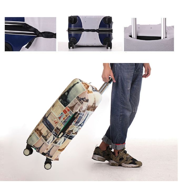 little chili - 繽紛行李箱套 S號-巴黎鐵塔-20吋- 高52 寬30 厚度17.5cm