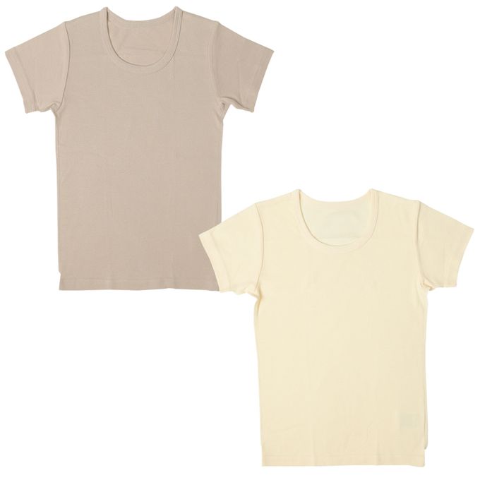 akachan honpo - 短袖圓領速乾上衣-2件組 素面-咖啡色