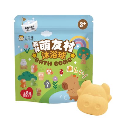 小牛津 - 森林萌友村  沐浴球-泡澡球/入浴劑/洗澡玩具-內含1個恐龍公仔-全8種四色果香隨機出貨