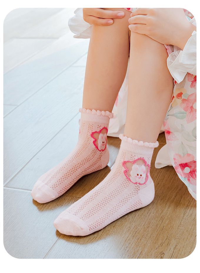 甜心小兔愛胡蘿蔔網眼短筒棉襪