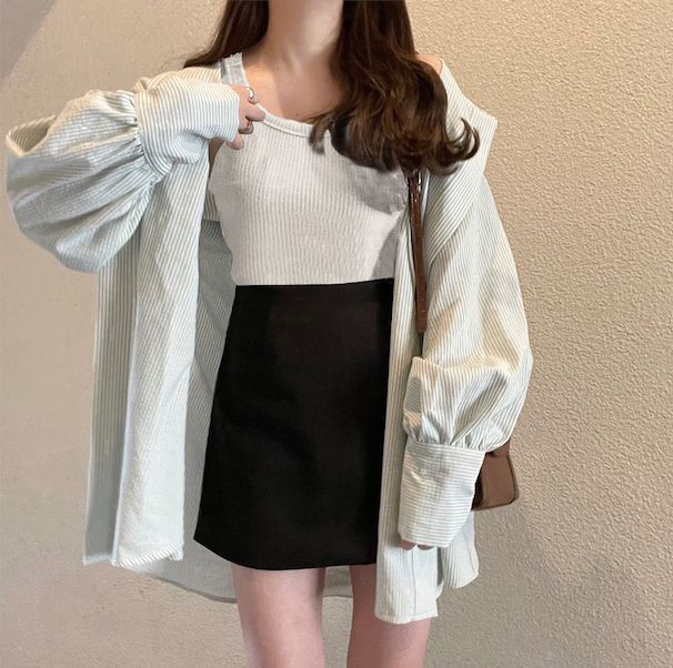 日本 GRL - 百搭簡約短裙-象牙杏